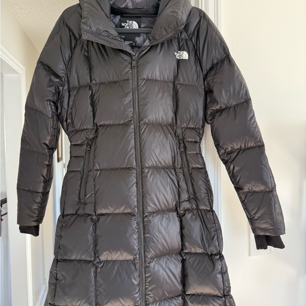 The North Face Black Puffer Jacket with Hood and Quilted Design